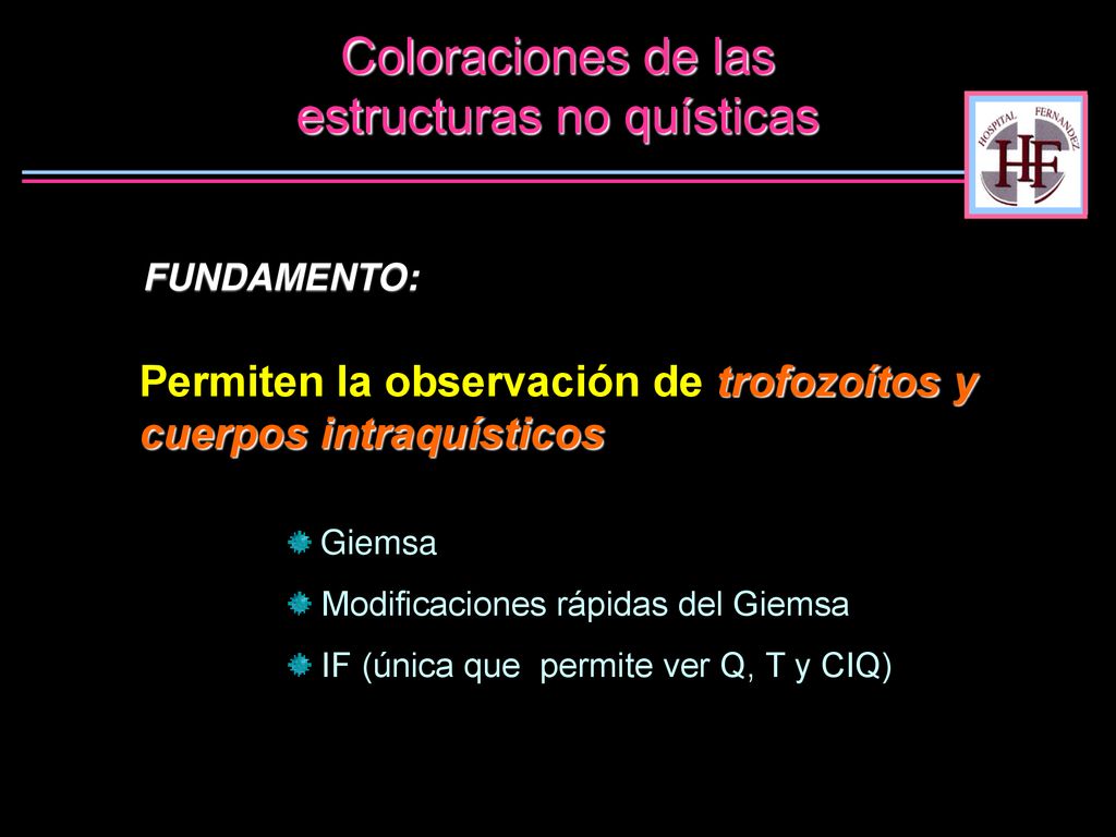 Coloraciones de las estructuras no quísticas