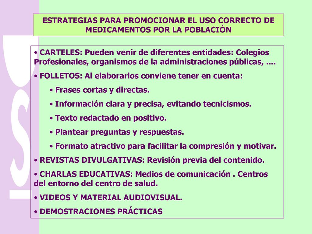 ESTRATEGIAS PARA PROMOCIONAR EL USO CORRECTO DE MEDICAMENTOS POR LA POBLACIÓN