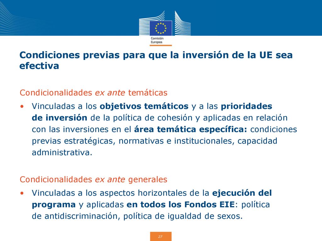 Condiciones previas para que la inversión de la UE sea efectiva