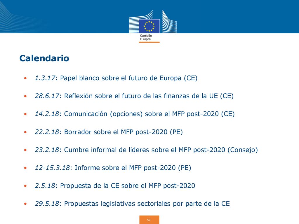 Calendario : Papel blanco sobre el futuro de Europa (CE)