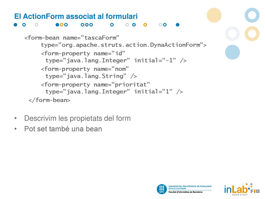 El ActionForm associat al formulari