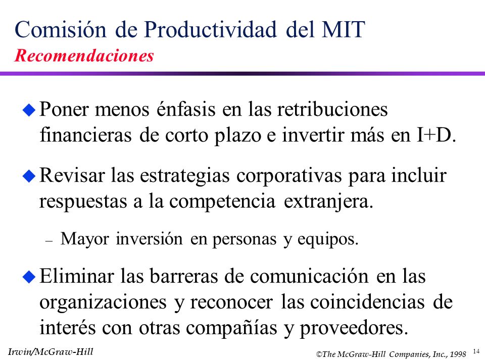 Comisión de Productividad del MIT Recomendaciones