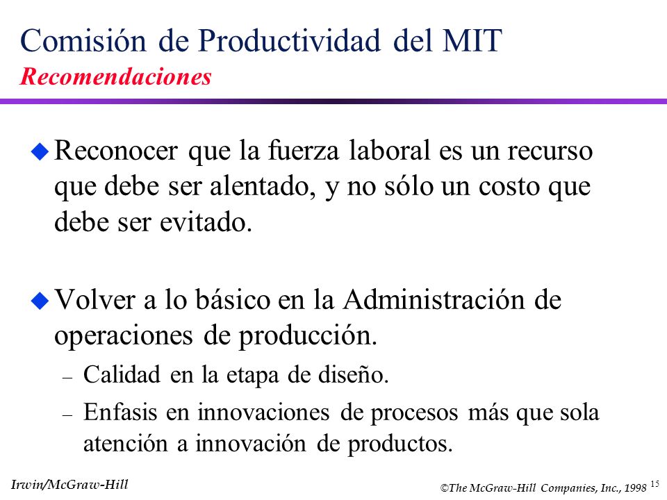 Comisión de Productividad del MIT Recomendaciones