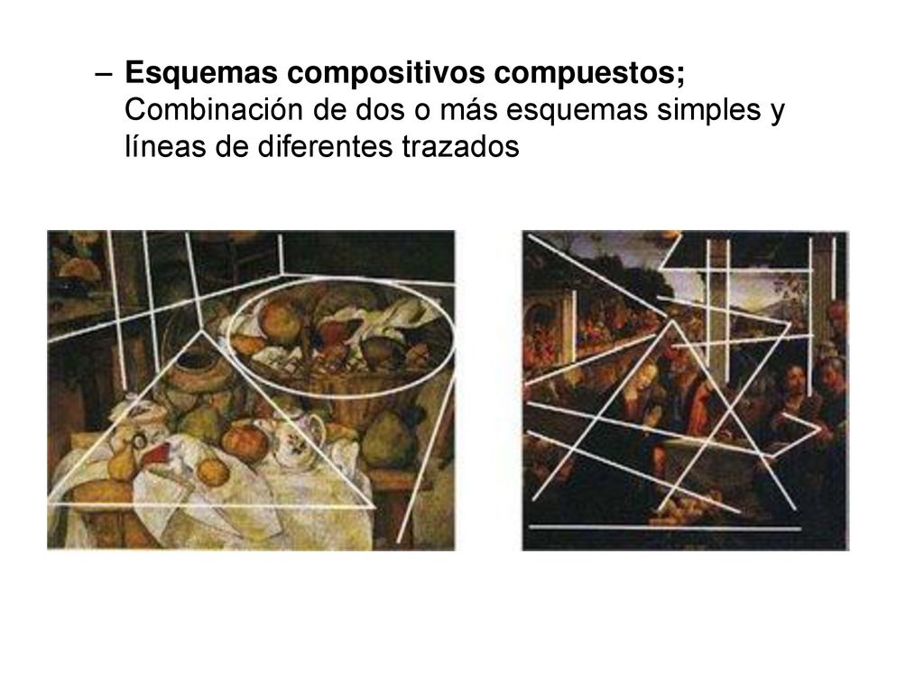 Esquemas compositivos compuestos; Combinación de dos o más esquemas simples y líneas de diferentes trazados