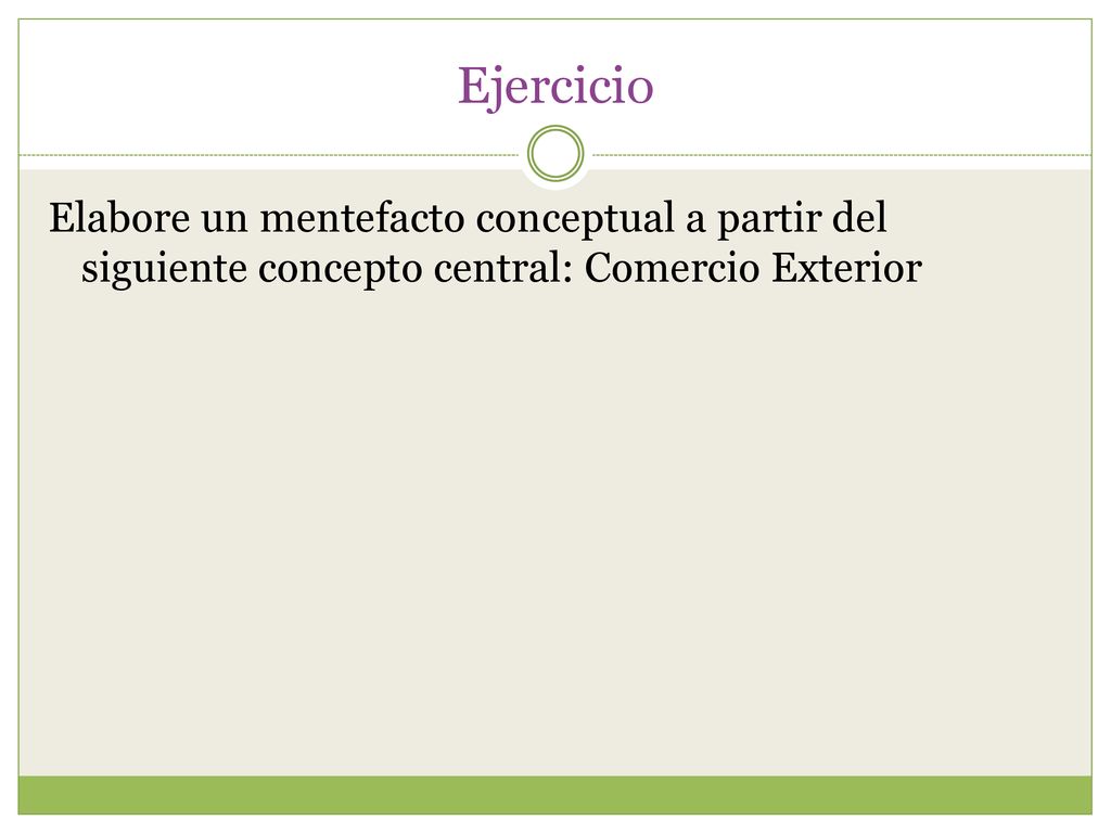 Ejercicio Elabore un mentefacto conceptual a partir del siguiente concepto central: Comercio Exterior.