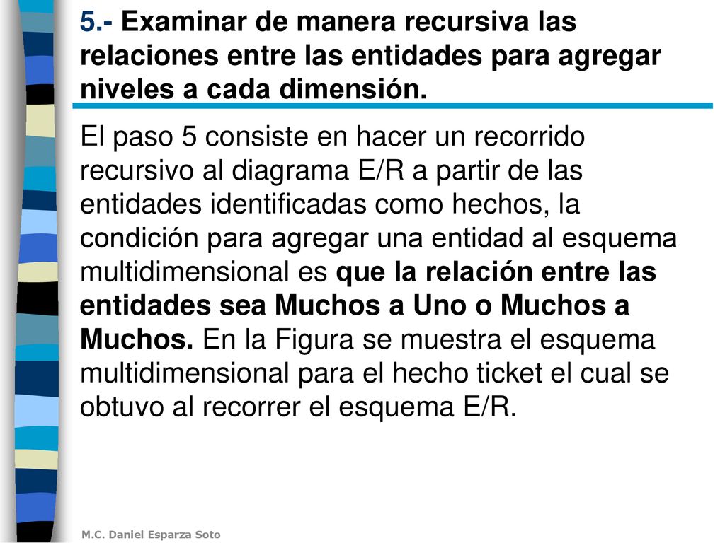 5.- Examinar de manera recursiva las relaciones entre las entidades para agregar niveles a cada dimensión.