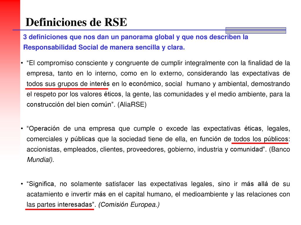 Definiciones de RSE 3 definiciones que nos dan un panorama global y que nos describen la Responsabilidad Social de manera sencilla y clara.