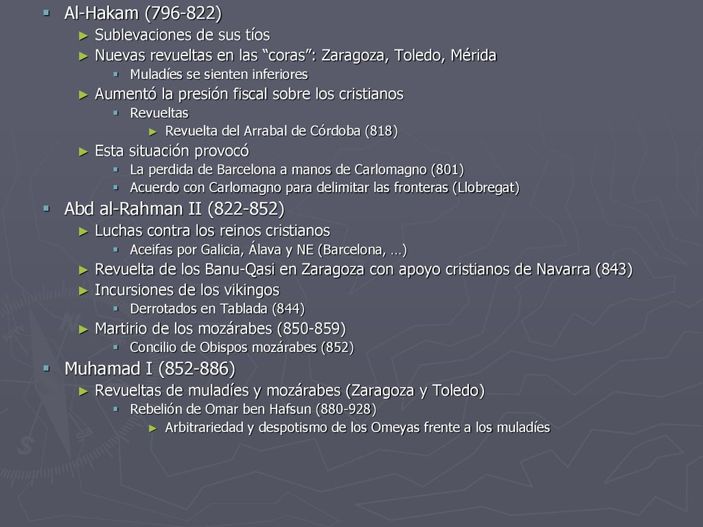Al-Hakam ( ) Abd al-Rahman II ( ) Muhamad I ( )