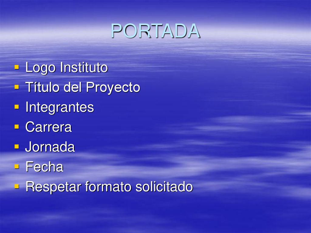 PORTADA Logo Instituto Título del Proyecto Integrantes Carrera Jornada
