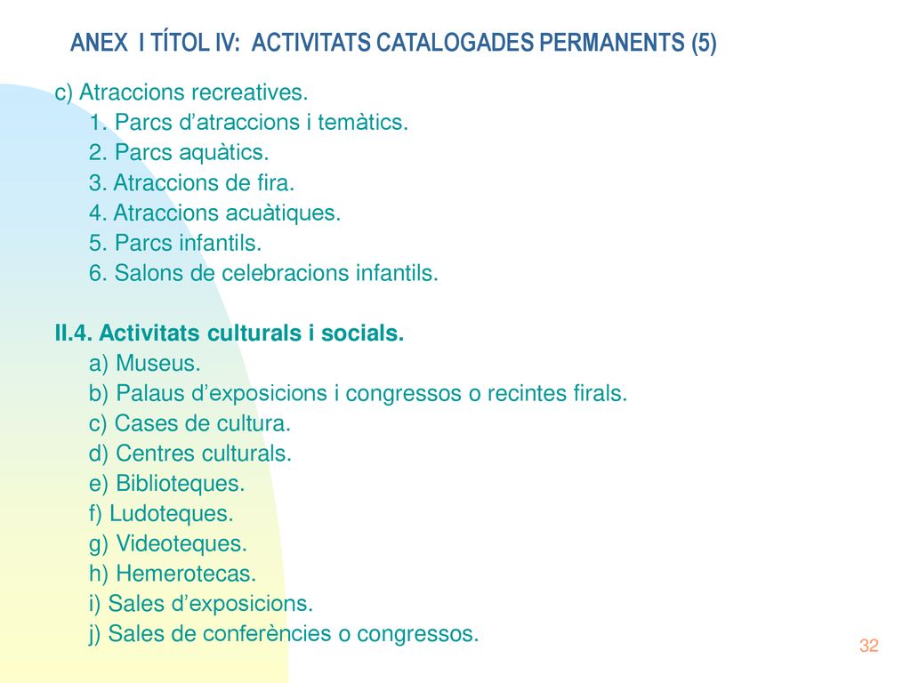 ANEX I TÍTOL IV: ACTIVITATS CATALOGADES PERMANENTS (5)