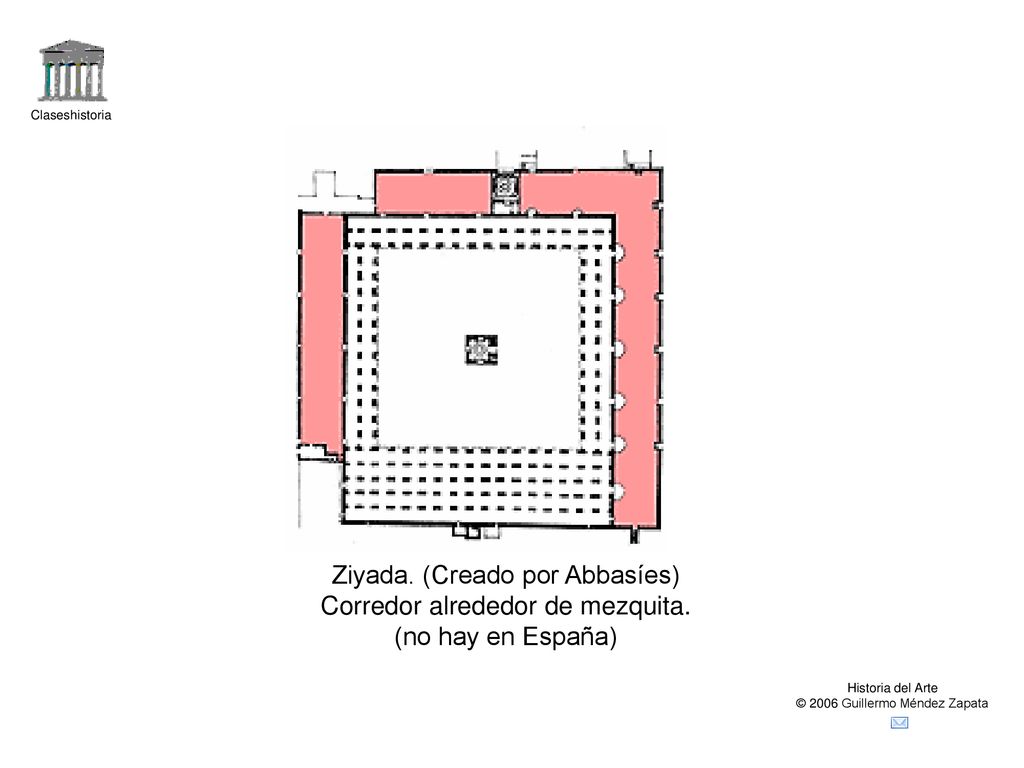 Ziyada. (Creado por Abbasíes) Corredor alrededor de mezquita.