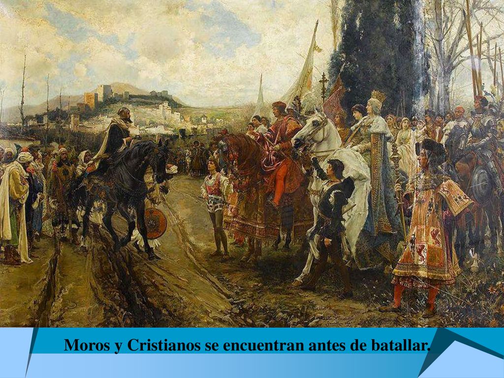 Moros y Cristianos se encuentran antes de batallar.