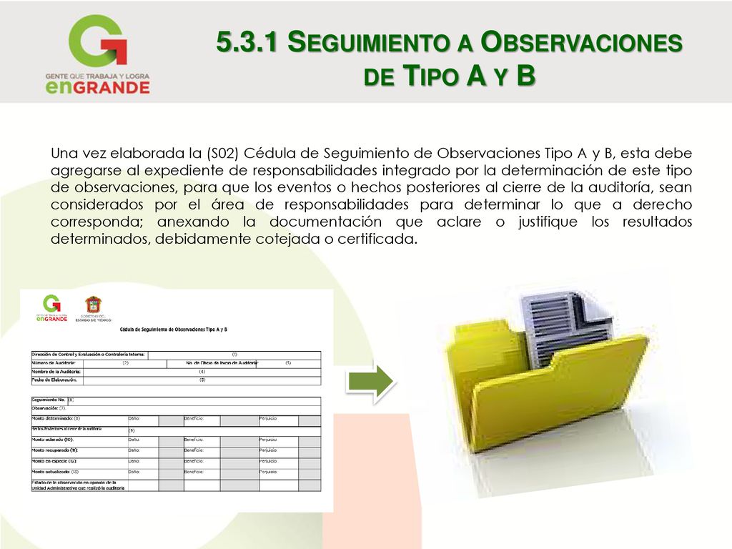 5.3.1 Seguimiento a Observaciones de Tipo A y B