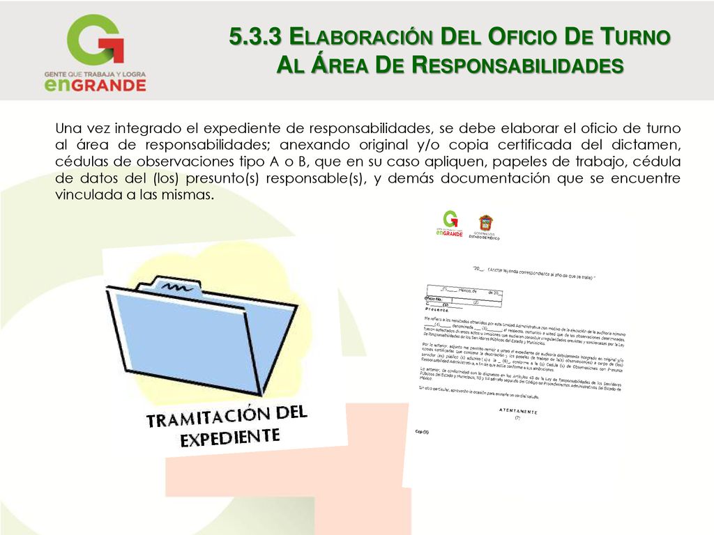 5.3.3 Elaboración Del Oficio De Turno Al Área De Responsabilidades