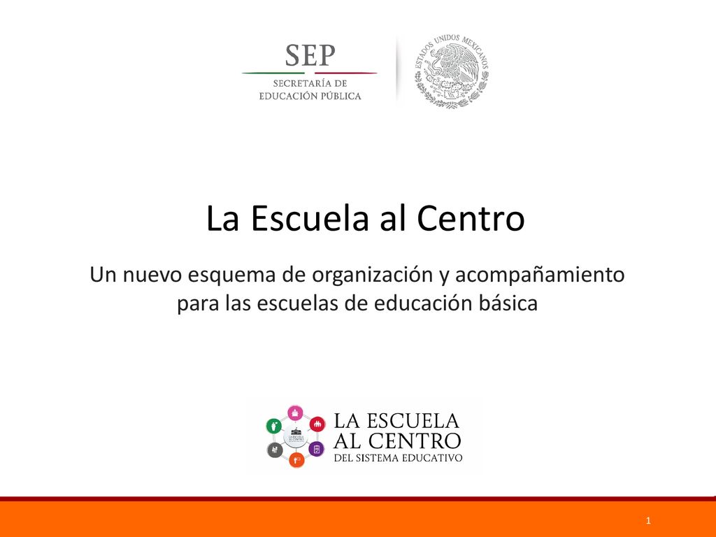 La Escuela al Centro Un nuevo esquema de organización y acompañamiento