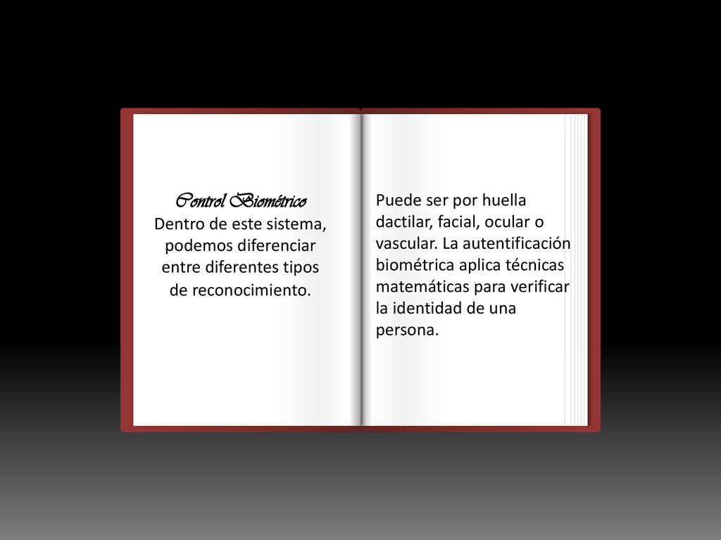 Control Biométrico Dentro de este sistema, podemos diferenciar entre diferentes tipos de reconocimiento.