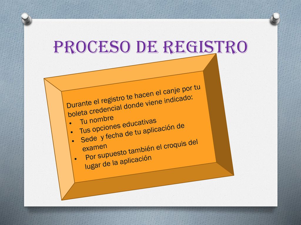 PROCESO DE REGISTRO Durante el registro te hacen el canje por tu boleta credencial donde viene indicado: