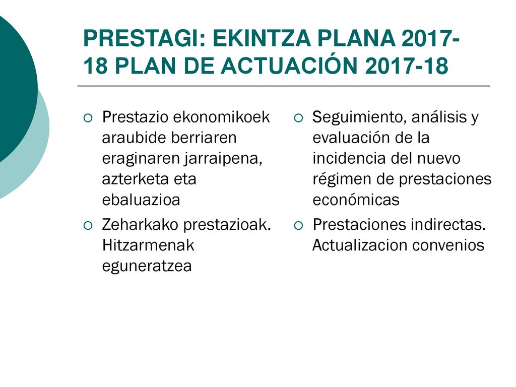 PRESTAGI: EKINTZA PLANA PLAN DE ACTUACIÓN