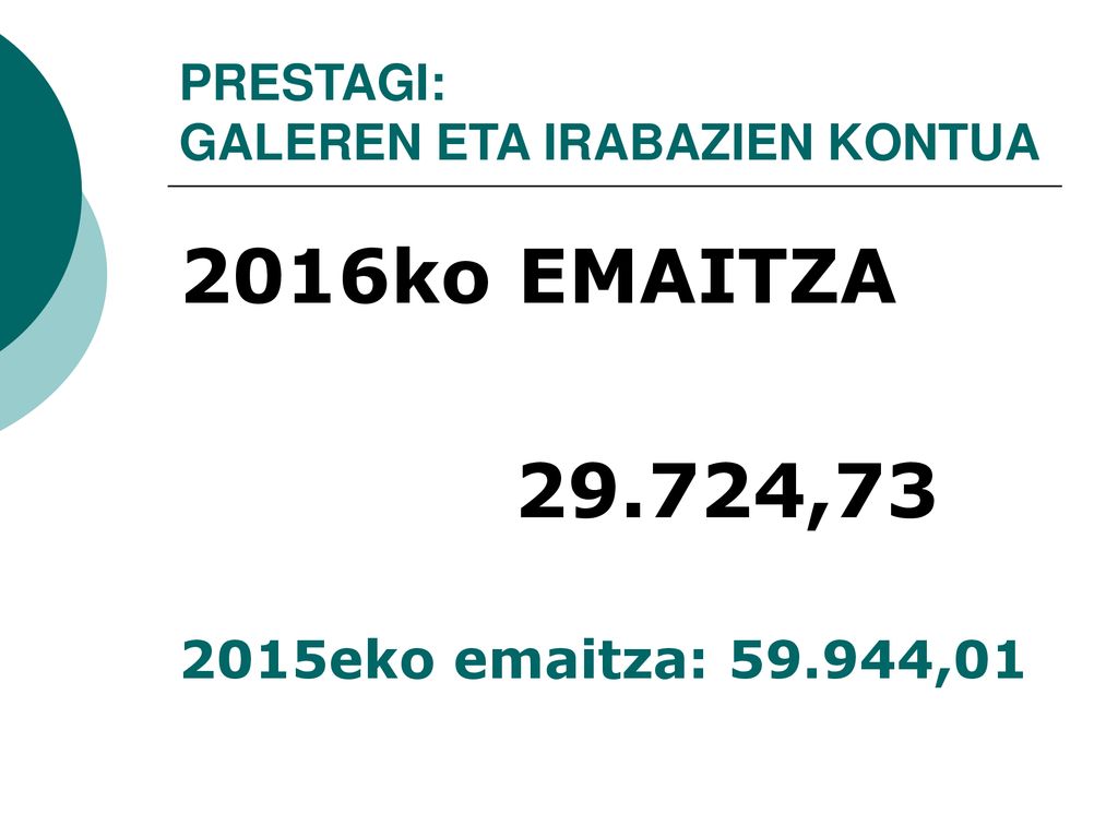 PRESTAGI: GALEREN ETA IRABAZIEN KONTUA