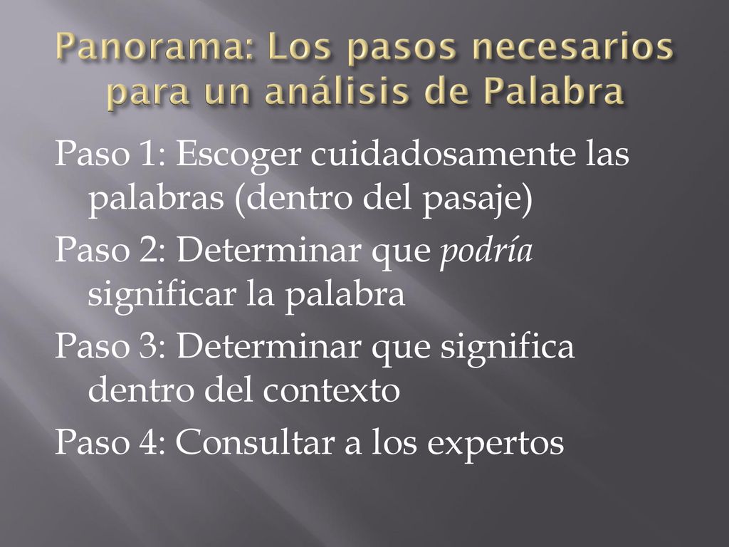 Panorama: Los pasos necesarios para un análisis de Palabra