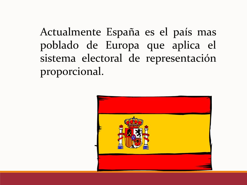 Actualmente España es el país mas poblado de Europa que aplica el sistema electoral de representación proporcional.