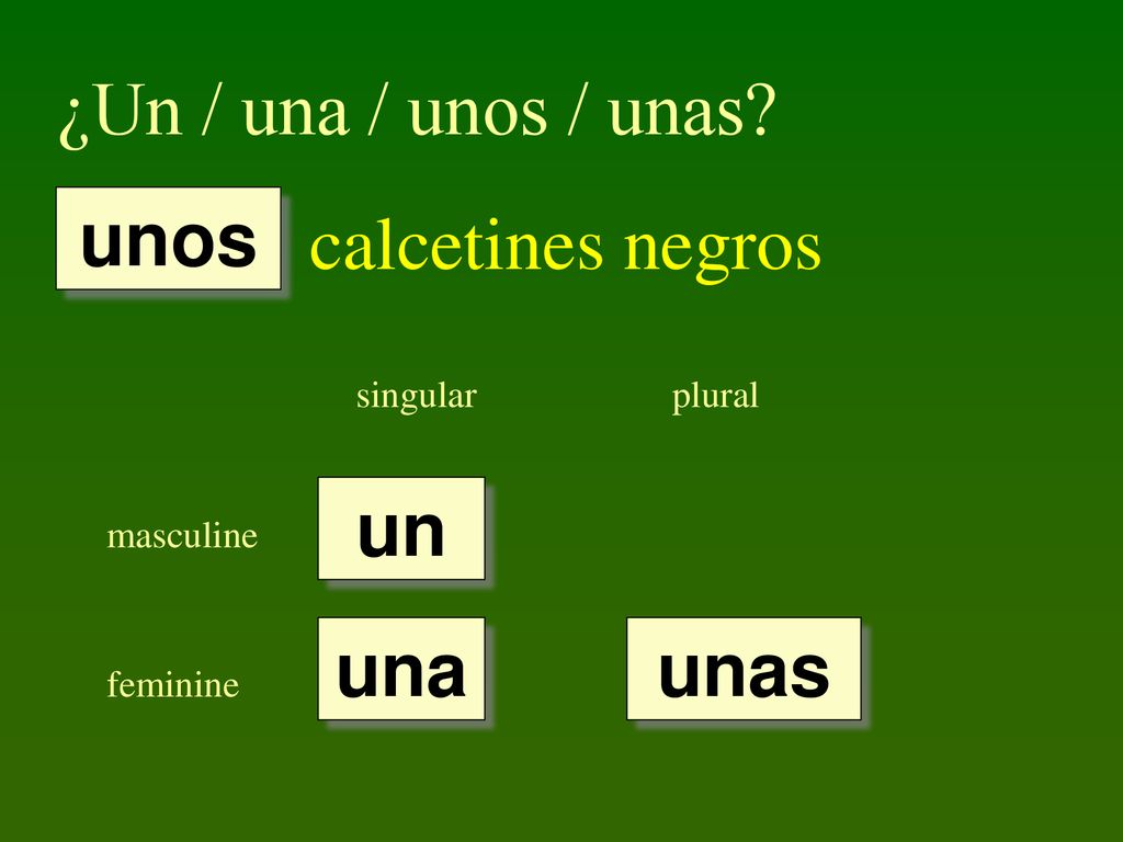 ¿Un / una / unos / unas calcetines negros unos un una unas singular