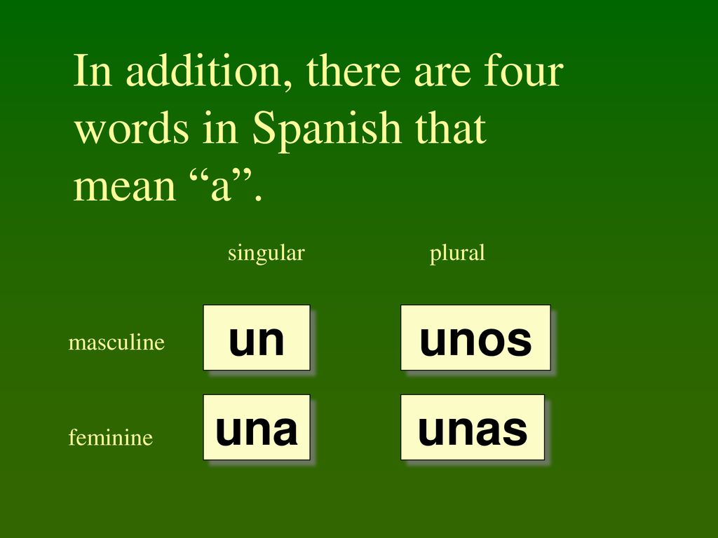 In addition, there are four words in Spanish that mean a .