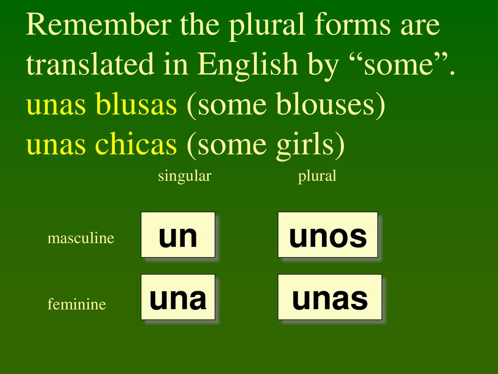 Remember the plural forms are translated in English by some