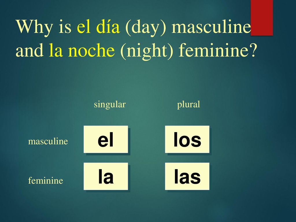 Why is el día (day) masculine and la noche (night) feminine
