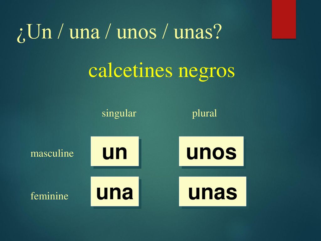 ¿Un / una / unos / unas calcetines negros un unos una unas singular