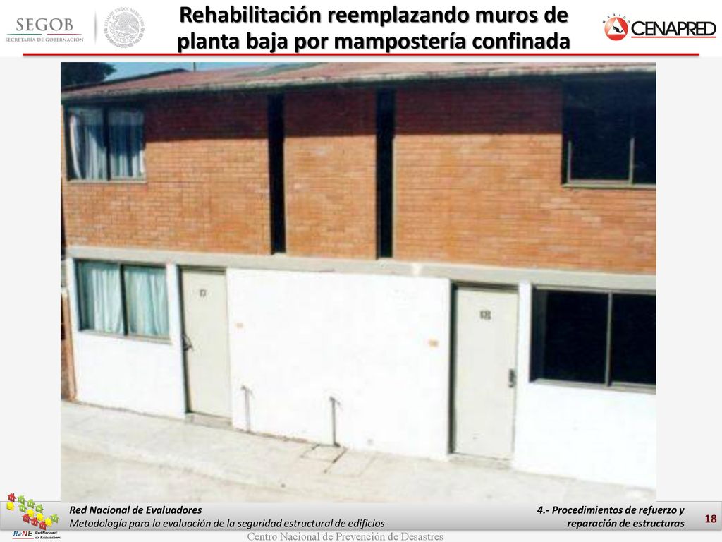 Rehabilitación reemplazando muros de planta baja por mampostería confinada