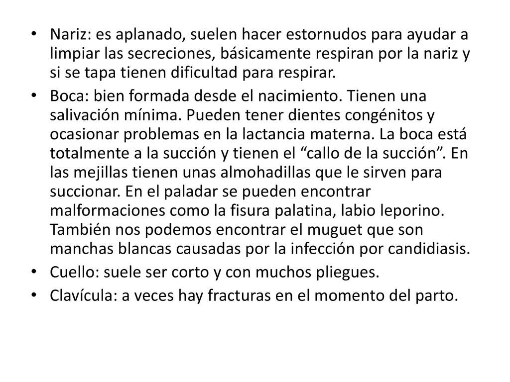 Nariz: es aplanado, suelen hacer estornudos para ayudar a limpiar las secreciones, básicamente respiran por la nariz y si se tapa tienen dificultad para respirar.