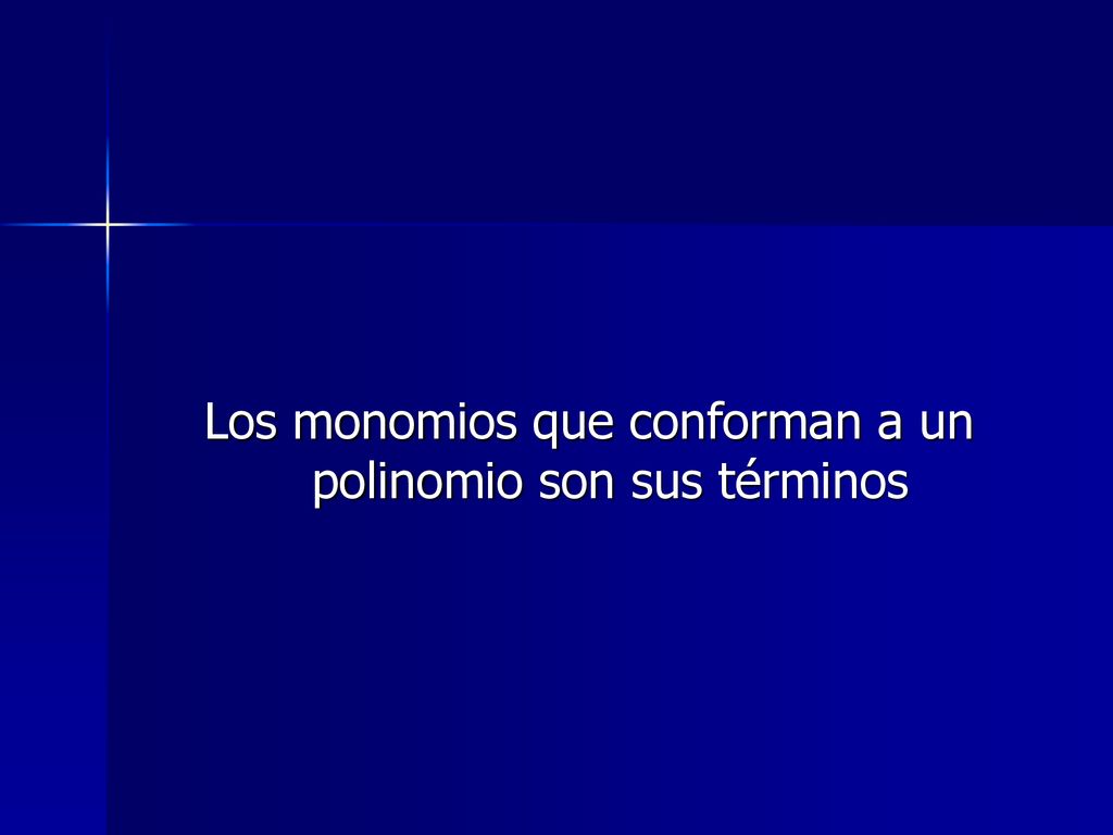 Los monomios que conforman a un polinomio son sus términos