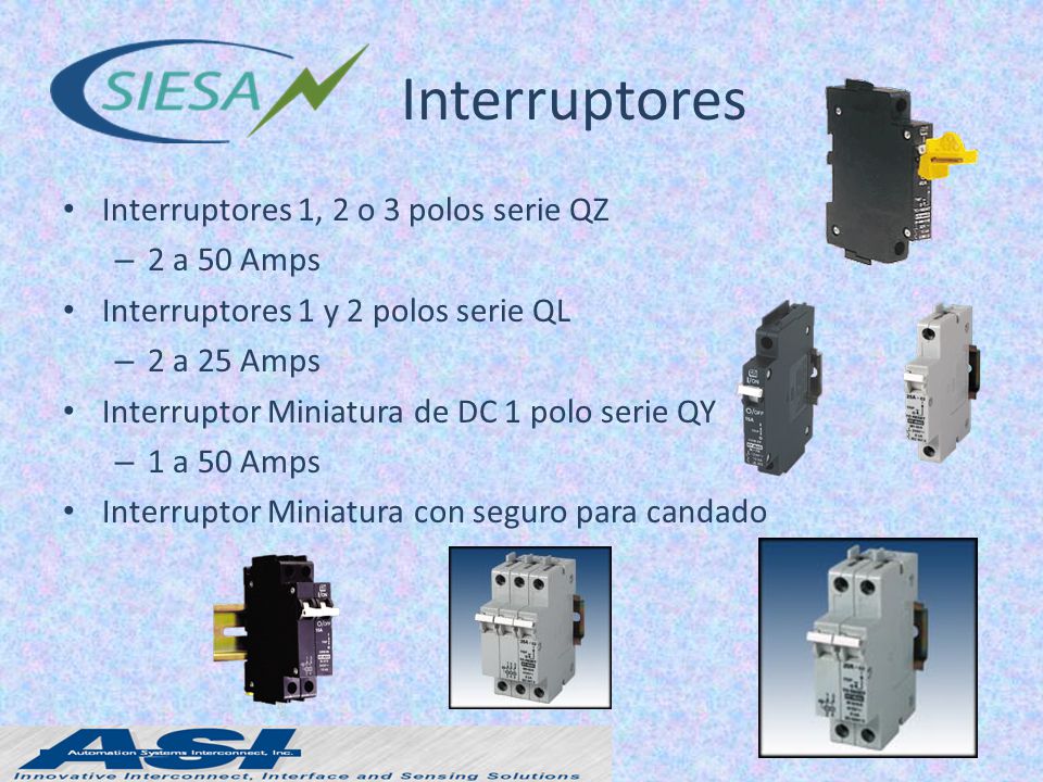 Interruptores Interruptores 1, 2 o 3 polos serie QZ 2 a 50 Amps