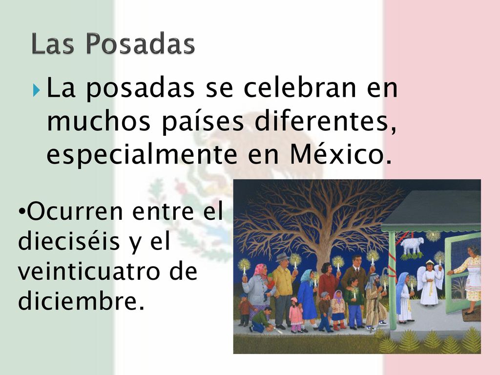Las Posadas La posadas se celebran en muchos países diferentes, especialmente en México.