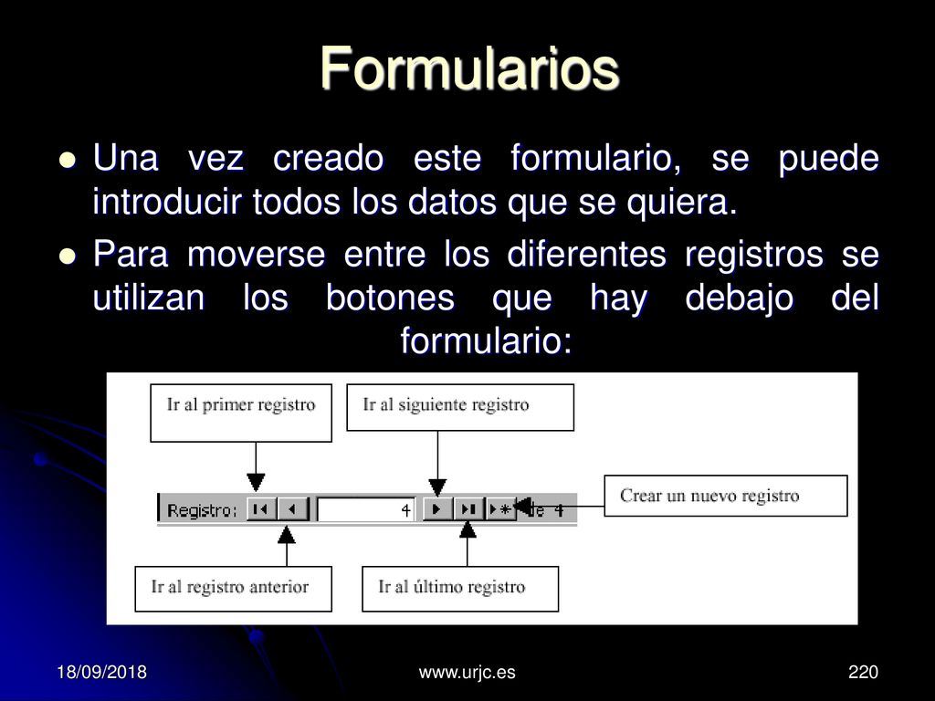 Formularios Una vez creado este formulario, se puede introducir todos los datos que se quiera.