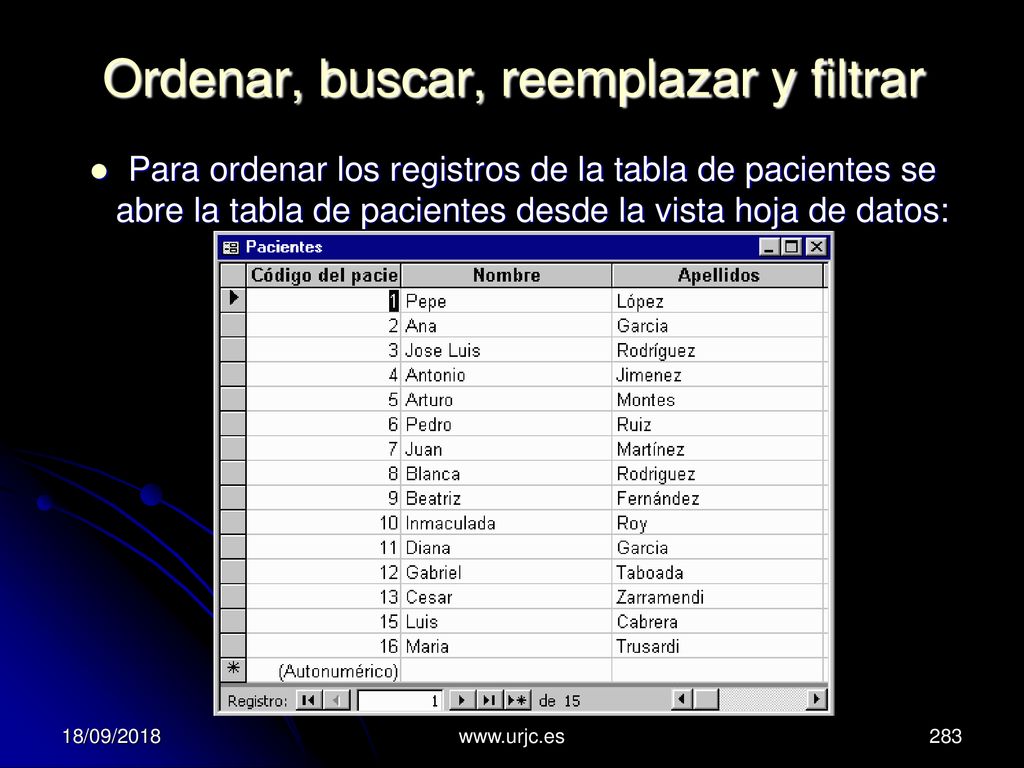 Ordenar, buscar, reemplazar y filtrar