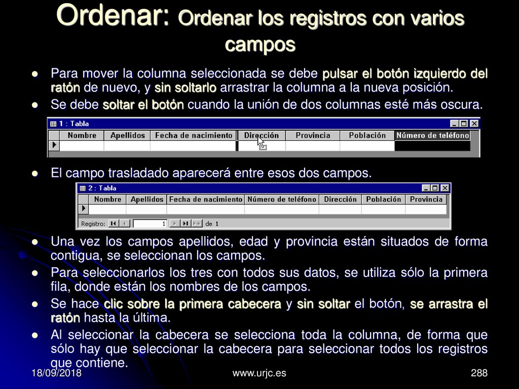 Ordenar: Ordenar los registros con varios campos