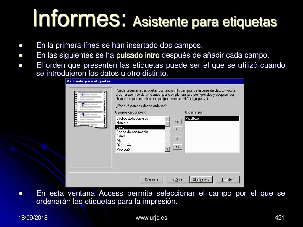Informes: Asistente para etiquetas