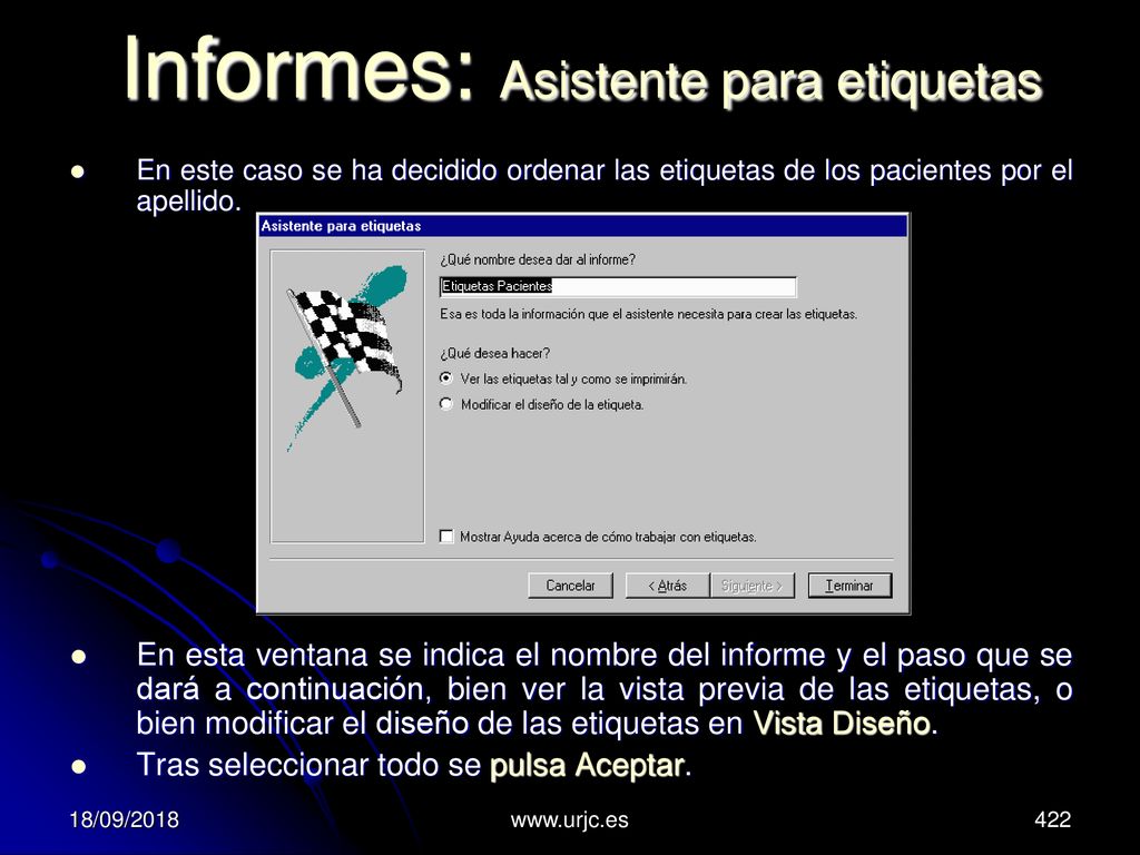 Informes: Asistente para etiquetas