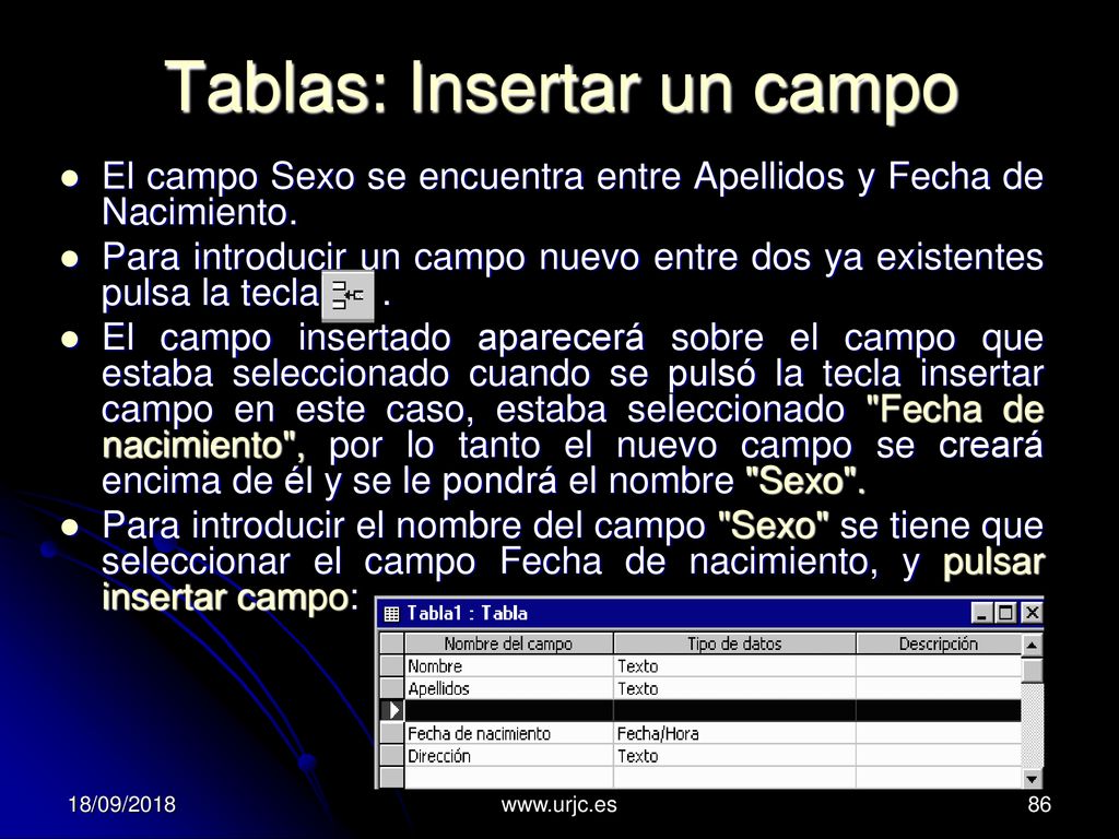Tablas: Insertar un campo