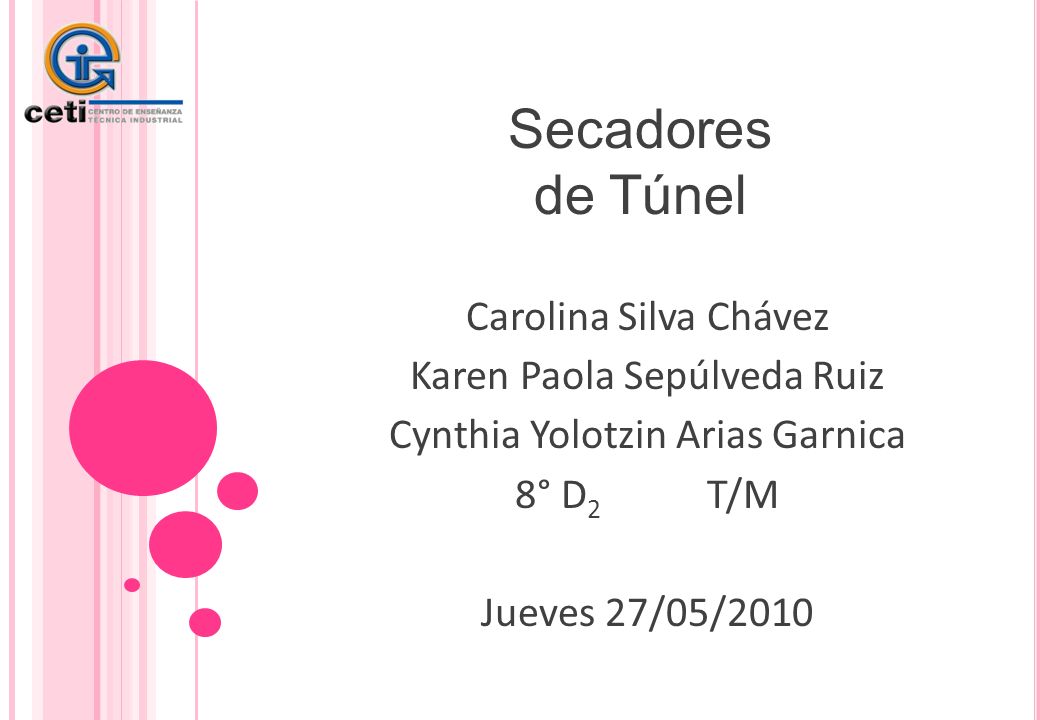 Secadores de Túnel Carolina Silva Chávez Karen Paola Sepúlveda Ruiz