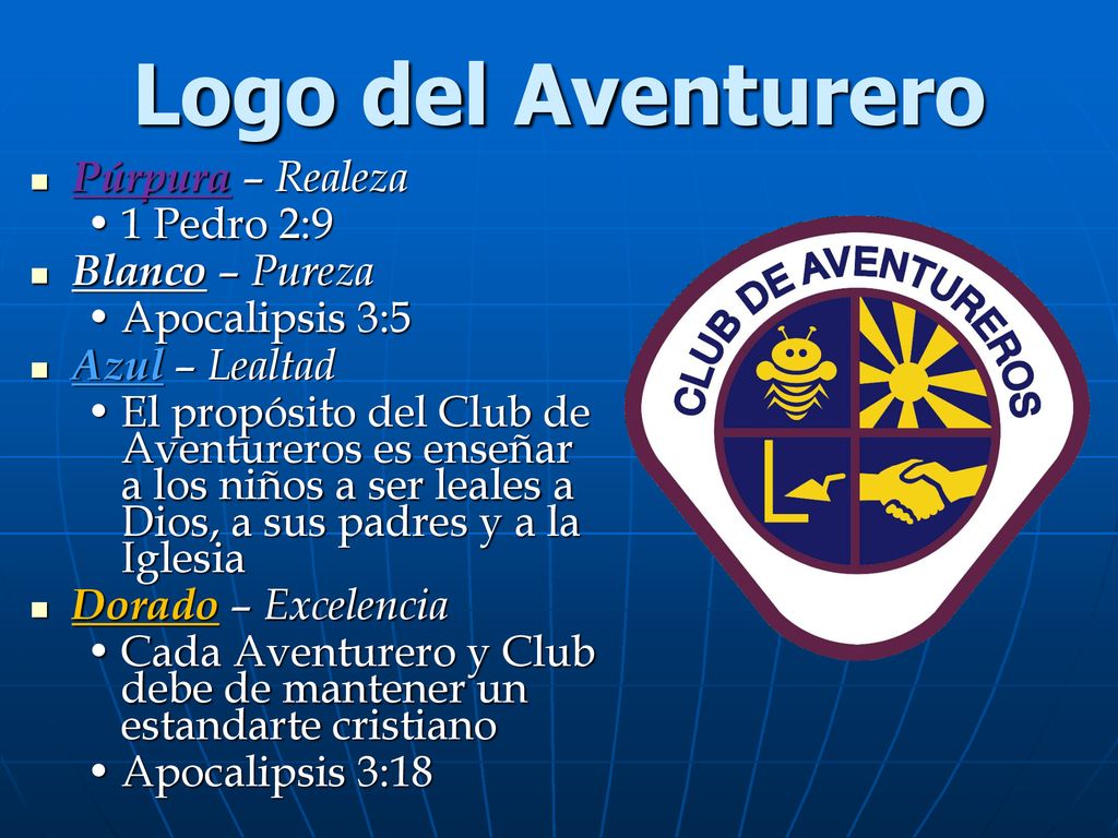Logo del Aventurero Púrpura – Realeza 1 Pedro 2:9 Blanco – Pureza