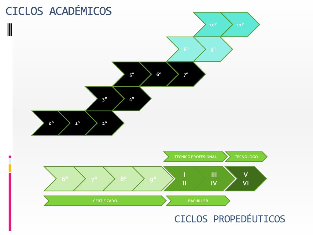 CICLOS ACADÉMICOS CICLOS PROPEDÉUTICOS 6° 7° 8° 9° I II 10° III IV 11°