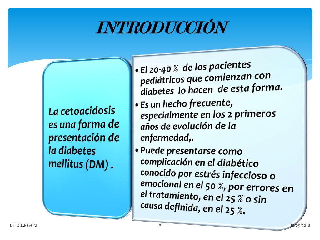 INTRODUCCIÓN El % de los pacientes pediátricos que comienzan con diabetes lo hacen de esta forma.