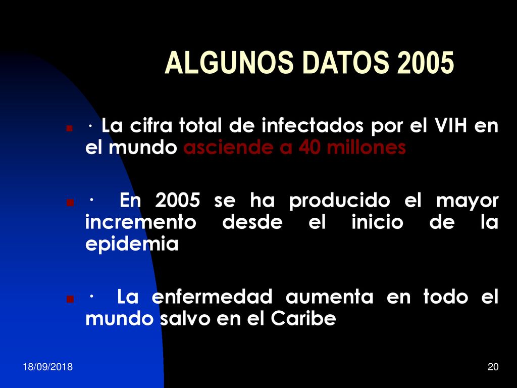 ALGUNOS DATOS 2005 · La cifra total de infectados por el VIH en el mundo asciende a 40 millones.