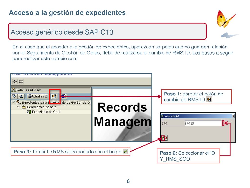 Acceso a la gestión de expedientes Acceso genérico desde SAP C13