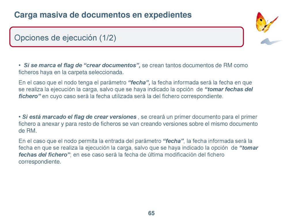 Carga masiva de documentos en expedientes Opciones de ejecución (1/2)