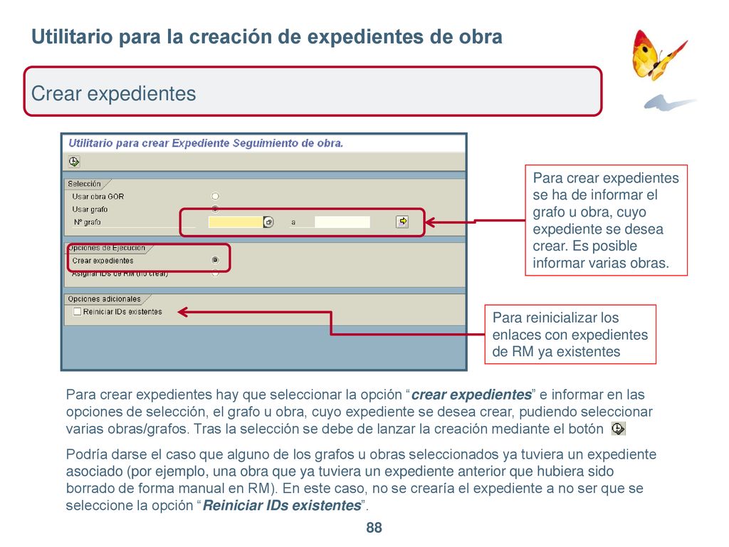 Utilitario para la creación de expedientes de obra Crear expedientes
