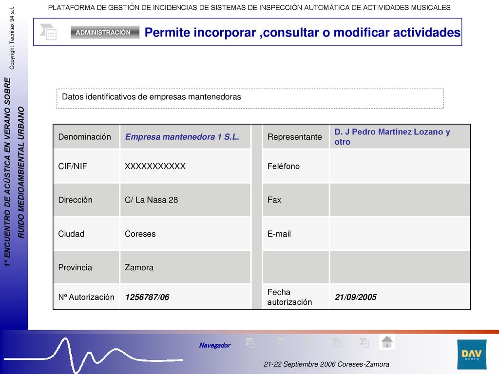 Permite incorporar ,consultar o modificar actividades
